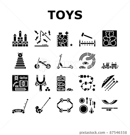 Wooden Toy For Children Play Time Icons Set Vector Wooden Toy For Children Play Time Icons Set Vector 87546338