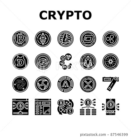 Cryptocurrency Digital Money Icons Set Vector Cryptocurrency Digital Money Icons Set Vector 87546399