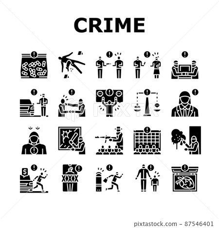 Crime Bandit Illegal Actions Icons Set Vector 87546401