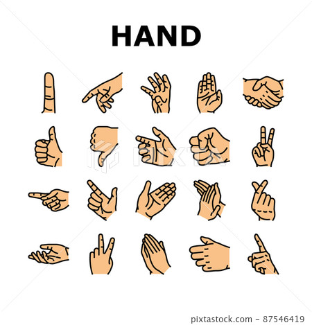 Hand Gesture And Gesticulate Icons Set Vector 87546419