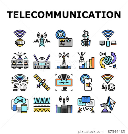 Telecommunication Technology Icons Set Vector 87546485