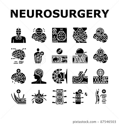 Neurosurgery Medical Treatment Icons Set Vector Neurosurgery Medical Treatment Icons Set Vector 87546503