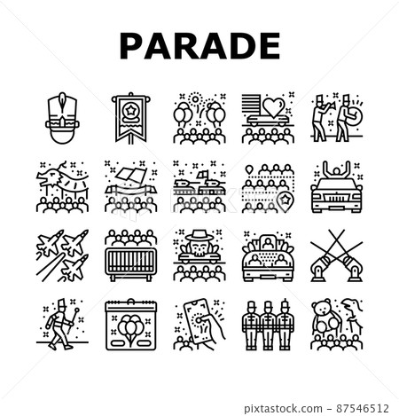 Parade Celebration Festival Event Icons Set Vector Parade Celebration Festival Event Icons Set Vector 87546512
