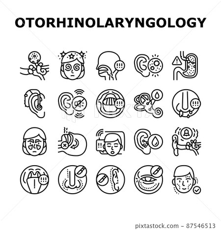 Otorhinolaryngology Treatment Icons Set Vector Otorhinolaryngology Treatment Icons Set Vector 87546513