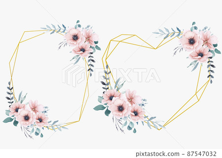 Watercolor anemones flowers frames 87547032