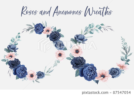 Roses and Anemones Wreaths Roses and Anemones Wreaths 87547054