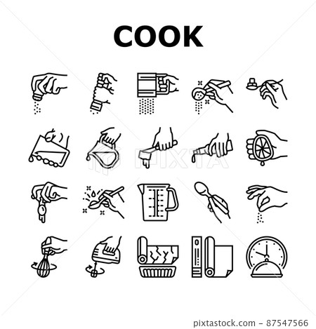 Cook Instruction For Prepare Meal Icons Set Vector 87547566