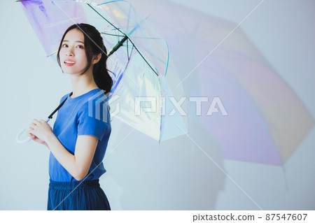 A woman holding an umbrella 87547607