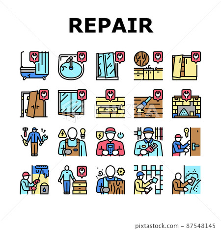 Repair Furniture And Building Icons Set Vector 87548145