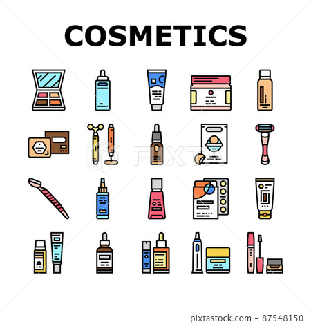 Cosmetics For Visage Skin Treat Icons Set Vector 87548150