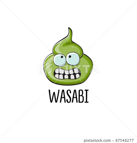 cartoon wasabi smiling character isolated on white background. green wasabi paste cartoon wasabi smiling character isolated on white background. green wasabi paste 87548277