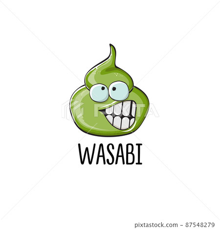 cartoon wasabi smiling character isolated on white background. green wasabi paste cartoon wasabi smiling character isolated on white background. green wasabi paste 87548279