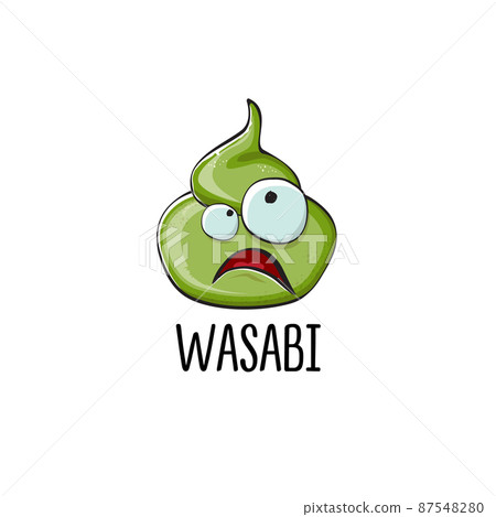 cartoon wasabi smiling character isolated on white background. green wasabi paste cartoon wasabi smiling character isolated on white background. green wasabi paste 87548280