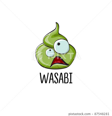 cartoon wasabi smiling character isolated on white background. green wasabi paste 87548281