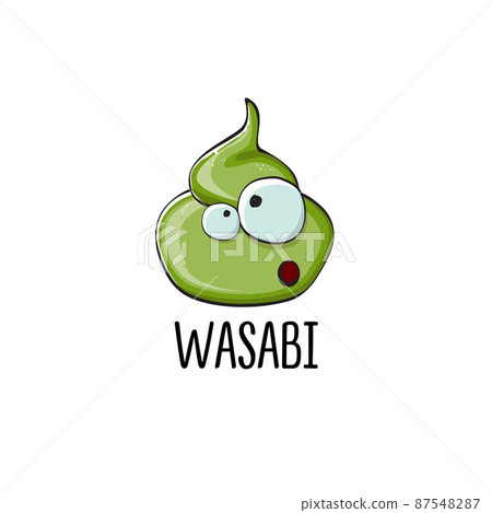 cartoon wasabi smiling character isolated on white background. green wasabi paste cartoon wasabi smiling character isolated on white background. green wasabi paste 87548287