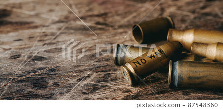 the text no war in a bullet, web banner 87548360