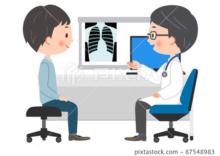 Illustration of a doctor and a male patient to see 87548983