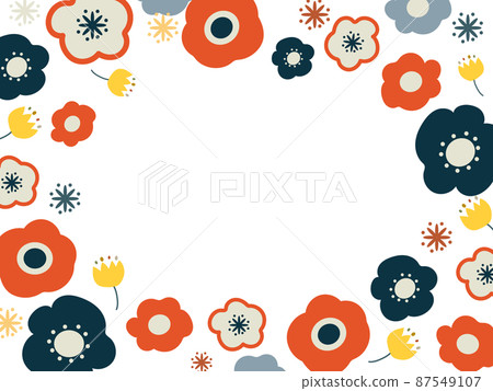 Scandinavian flower vector colorful frame frame Scandinavian flower vector colorful frame frame 87549107