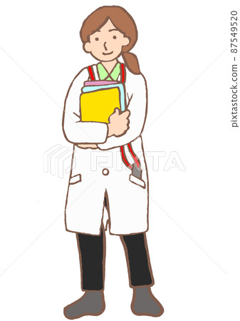 心理健康社會工作者 拿著材料的年輕女子 白色外套 棕色頭髮 心理健康社會工作者 拿著材料的年輕女子 白色外套 棕色頭髮 87549520