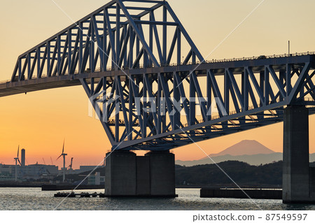 東京門大橋和東京灣的夜景 東京門大橋和東京灣的夜景 87549597