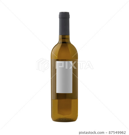 white wine bottle with blank label isolated on white background. 87549962