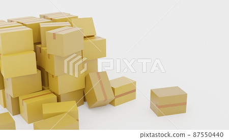 CG Many scattered cardboard boxes CG Many scattered cardboard boxes 87550440