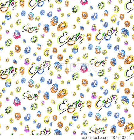 Vector Doodle Easter Eggs seamless pattern Vector Doodle Easter Eggs seamless pattern 87550701