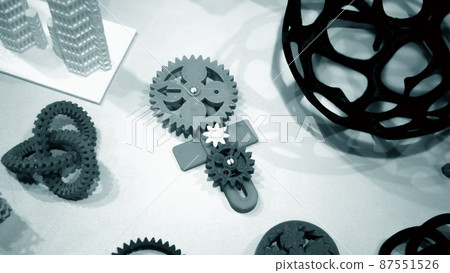 Abstract models printed by 3d printer close-up. 87551526