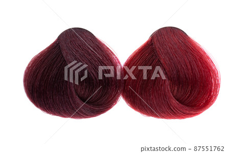 dyed curls of hair isolated 87551762