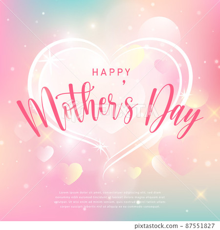Happy mother's day love heart with colorful bokeh background 87551827