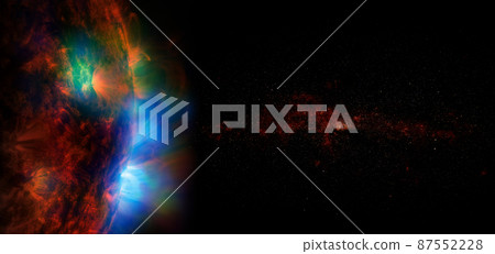 Sun on space background. Elements of this image furnished by NASA. 87552228