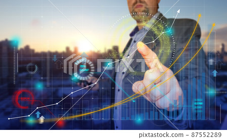 Businessman draw growth graph - business... - Stock Illustration ...