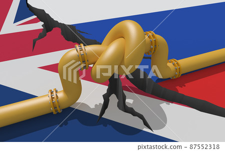 Gas pipeline between UK and Russia. 3D illustration 87552318