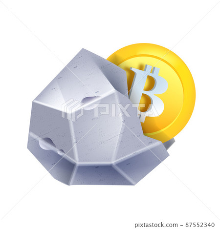 Bitcoin crypto currency mining icon, vector... - Stock Illustration ...