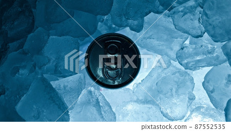 Tin can in ice as background texture Tin can in ice as background texture 87552535