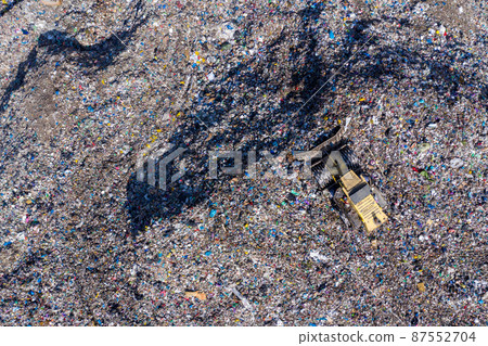 Aerial view of large landfill. Waste garbage dump, environmental pollution 87552704