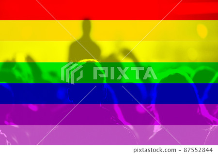 Gay rainbow flag and crowd 87552844