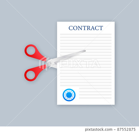 Businessman hands tearing apart contract document. Vector illustration. Businessman hands tearing apart contract document. Vector illustration. 87552875
