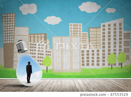 Businessman trapped in bulb Businessman trapped in bulb 87553529