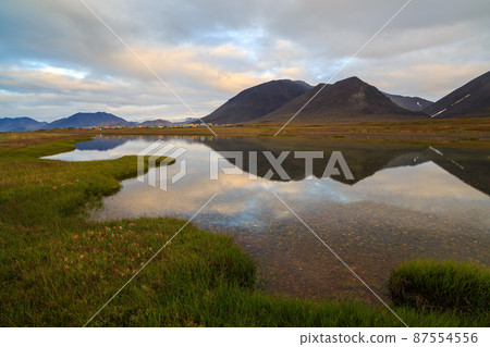 Tranquil morning arctic landscape Tranquil morning arctic landscape 87554556