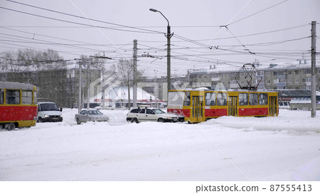 BARNAUL - JANUARY 21 central area of the city at rush hour on January 21, 2018 in Barnaul, Russia 87555413
