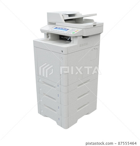 Multi-function printer scanner. Isolated Office professional technology. 3D illustration. 87555464