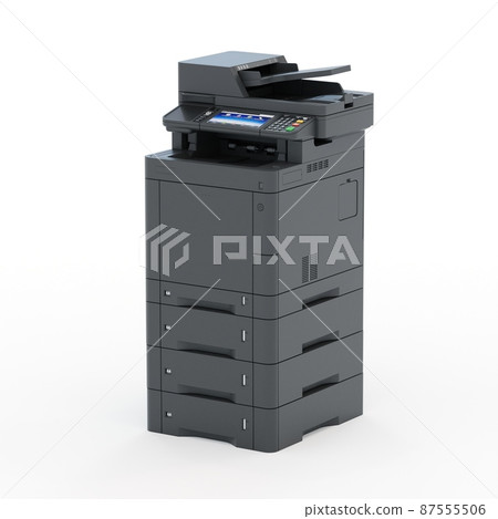 Multi-function printer scanner. Isolated Office professional technology. 3D illustration. 87555506