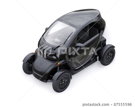Tula, Russia. January 30, 2022: Renault Twizy ZE 2015: Black Super compact electric city car for two passengers. 3D illustration Tula, Russia. January 30, 2022: Renault Twizy ZE 2015: Black Super compact electric city car for two passengers. 3D illustration 87555596