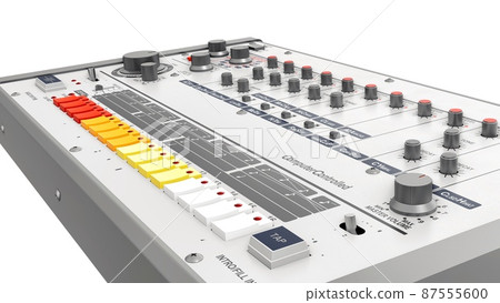 retro drum machine 3D illustration retro drum machine 3D illustration 87555600