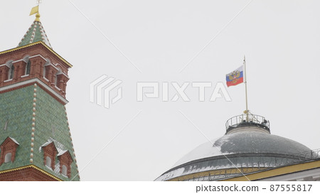 Kremlin Moscow Dome of Senate building Russian Flag tower Kremlin Moscow Dome of Senate building Russian Flag tower 87555817