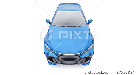 Blue large business sedan for work and family. 3D illustration Blue large business sedan for work and family. 3D illustration 87555884