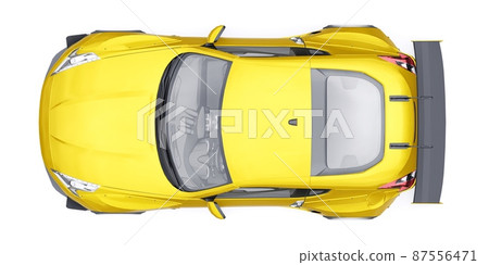 tuned sports racing car with arch extensions, air suspension and a huge spoiler. 3d rendering 87556471