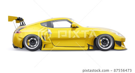 tuned sports racing car with arch extensions, air suspension and a huge spoiler. 3d rendering 87556473