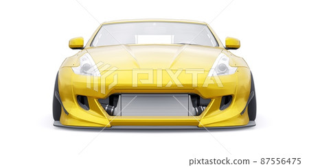tuned sports racing car with arch extensions, air suspension and a huge spoiler. 3d rendering 87556475